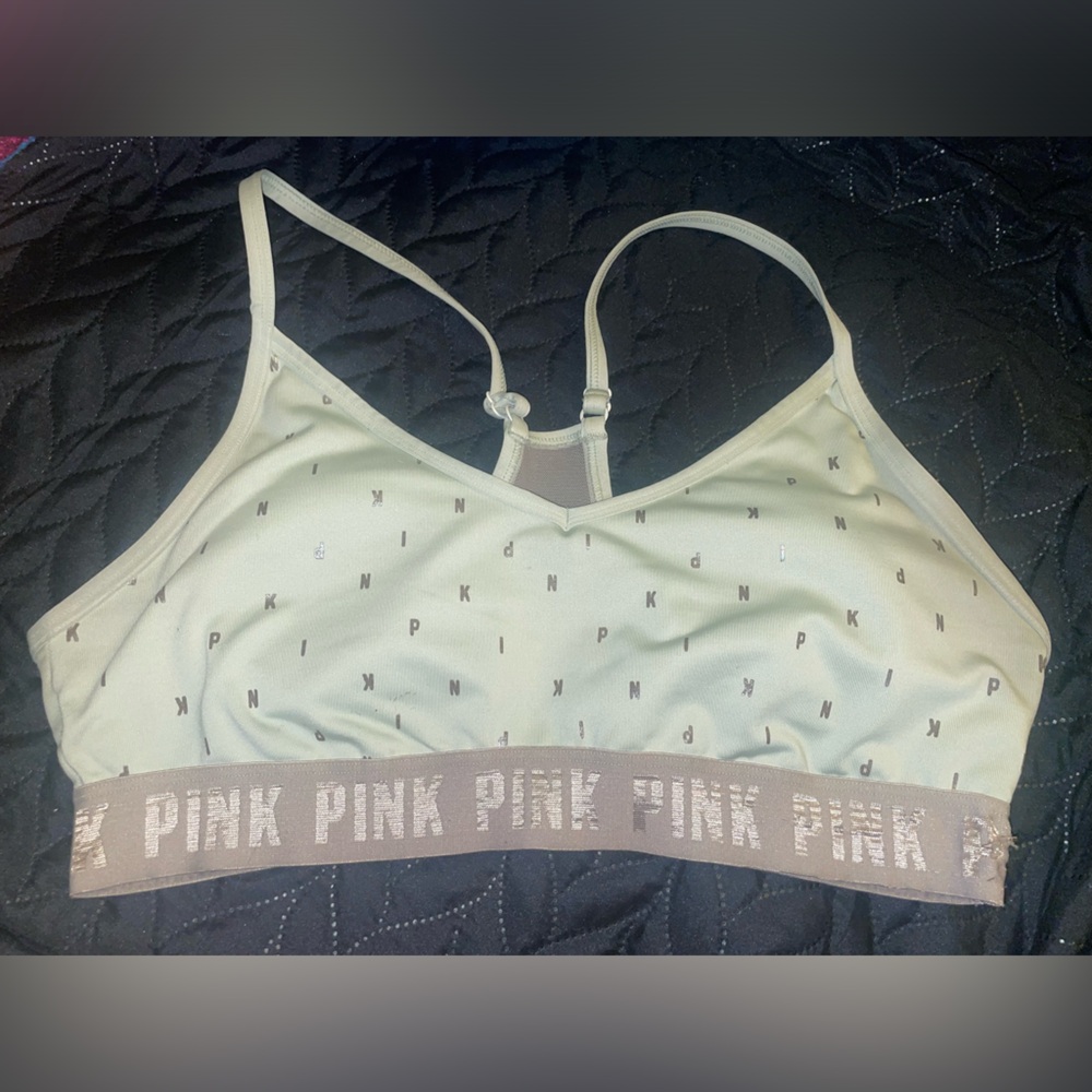 PINK Victoria's Secret by Victoria's Secret Light Mint Bralette with Logo Band